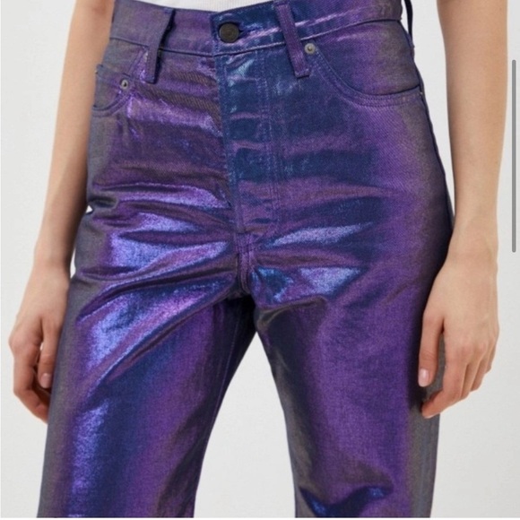 New Levis Shine Ribcage Straight Ankle Jeans Candy Coated Purple Iridescent 26 - Picture 17 of 17